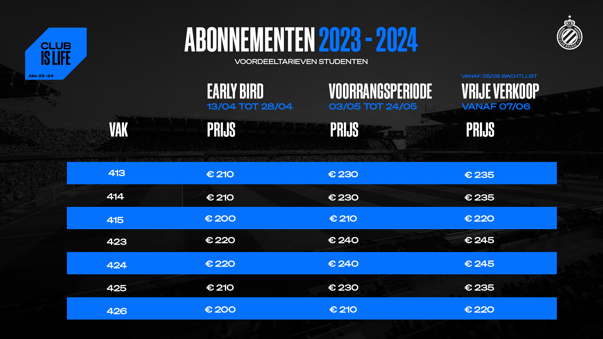 Fans Club Brugge vragen zelf om abonnementsprijzen te verhogen